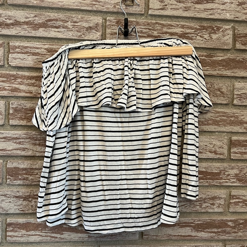 American Eagle Outfitters Striped Off the Shoulder Shirt
